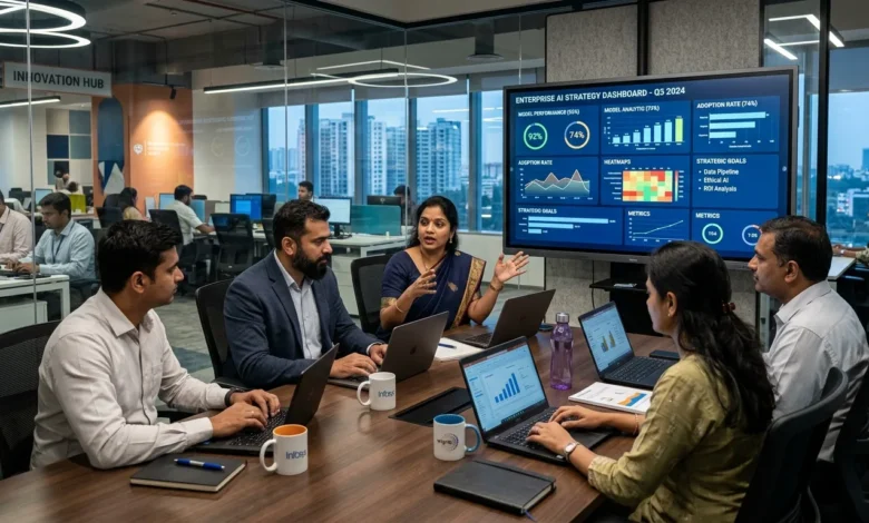 Indian executives reviewing enterprise AI strategy and data infrastructure