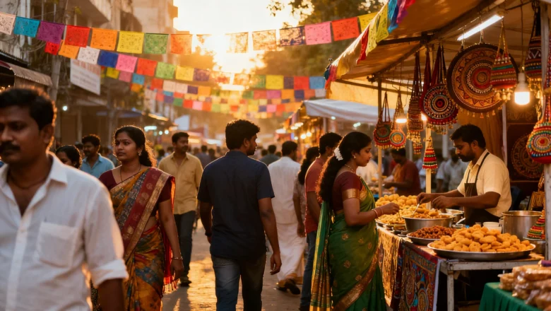 Crowds attending a local cultural event in Chennai