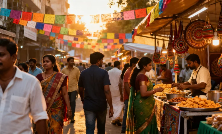 Crowds attending a local cultural event in Chennai