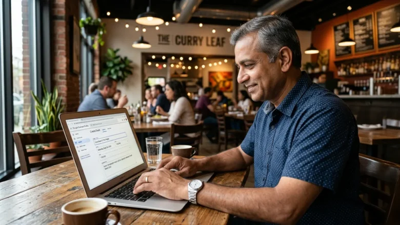 Business owner creating GBP event post.