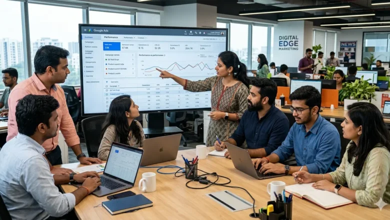 Indian digital marketing team analyzing Google Ads campaign performance