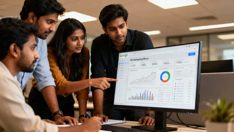 Indian marketers analyzing Google AI Mode advertising analytics