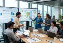 Digital marketing team analyzing Google Business Profile local SEO insights