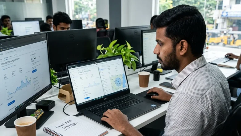 Indian professional managing Local Services Ads on Google Business Profile