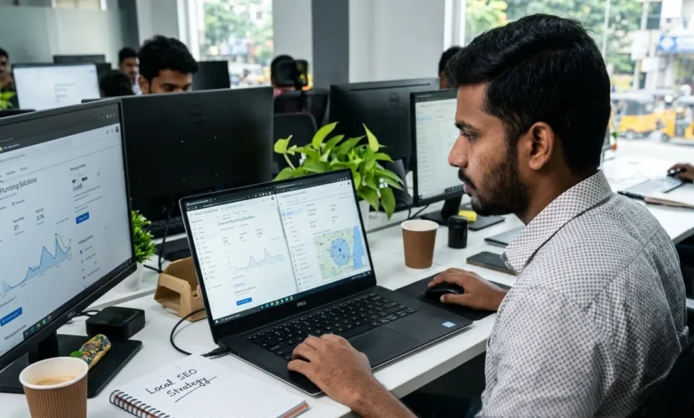 Indian professional managing Local Services Ads on Google Business Profile