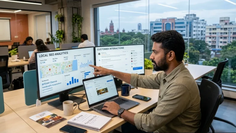 Chennai business owner managing Google Business Profile posts