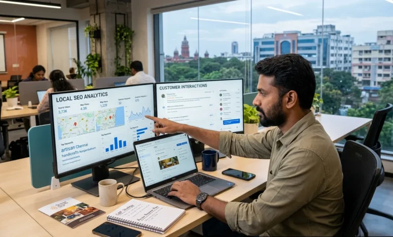 Chennai business owner managing Google Business Profile posts