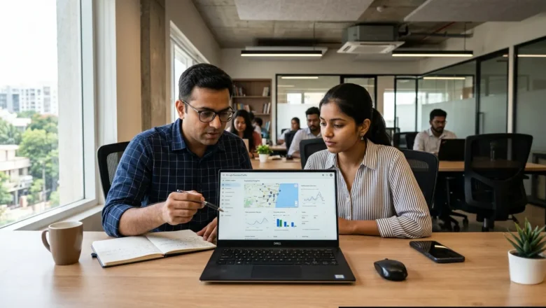 Indian digital marketing professionals reviewing Google Business Profile verification analytics