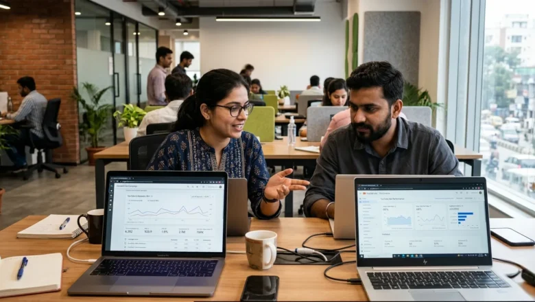 Indian marketers analyzing Google Demand Gen campaign dashboards
