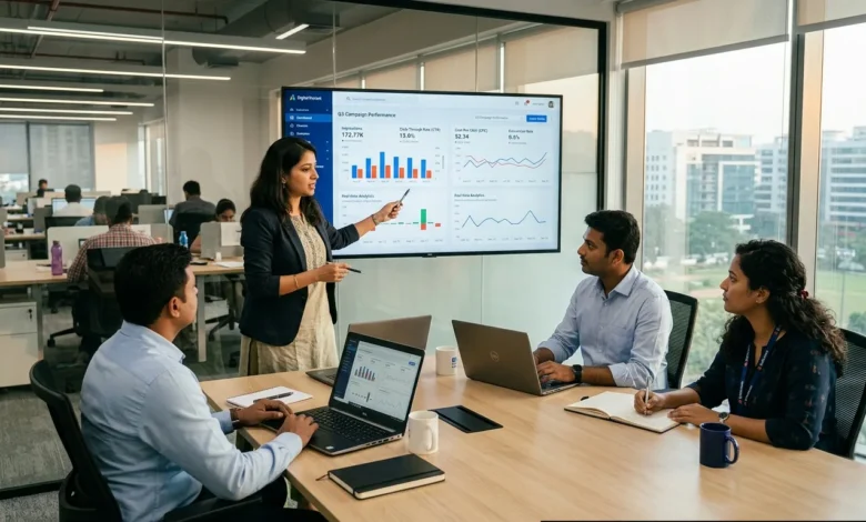 Indian marketing team analysing digital advertising performance