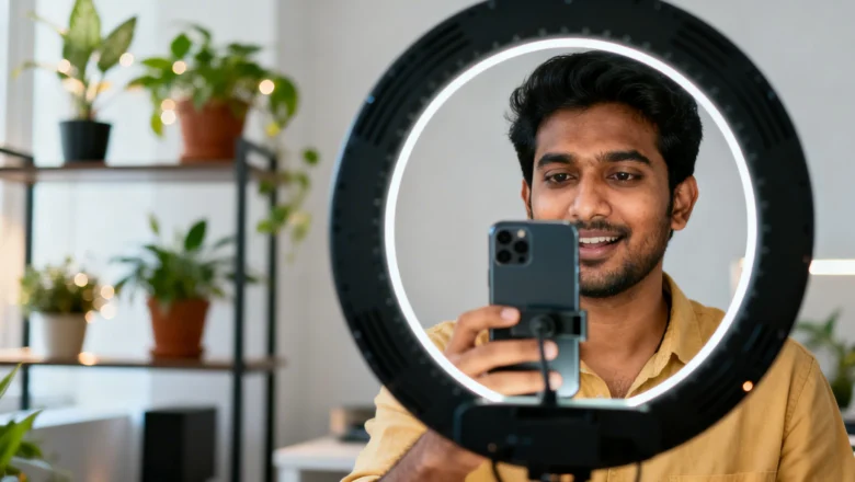 Indian creator filming Instagram reel content