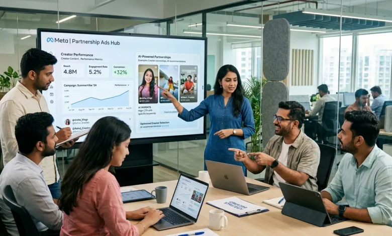 Indian marketers reviewing creator content for Meta’s AI-powered partnership ads.