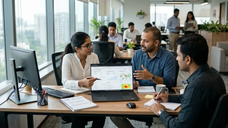 Indian digital marketing professionals optimizing Google Business Profile for local SEO