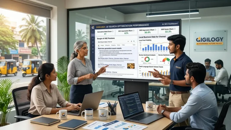 AI Search Optimization strategy discussion by Indian professionals in Chennai office