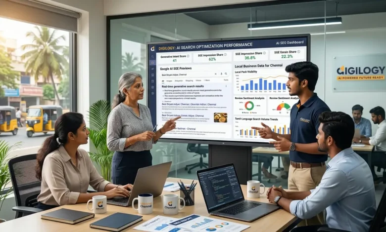 AI Search Optimization strategy discussion by Indian professionals in Chennai office