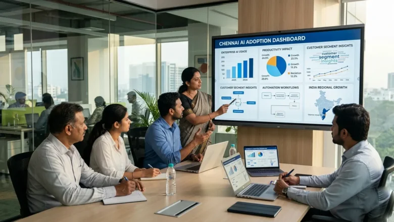 Indian professionals discussing AI adoption and business growth in Chennai