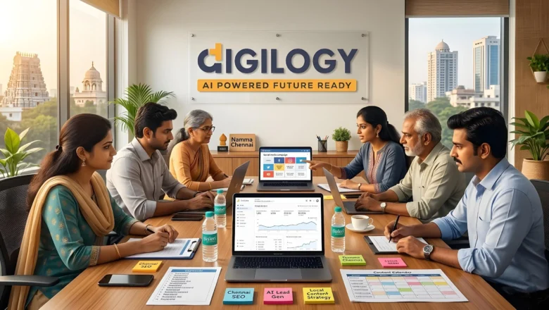 Indian professionals planning digital marketing services in Chennai with Digilogy branding