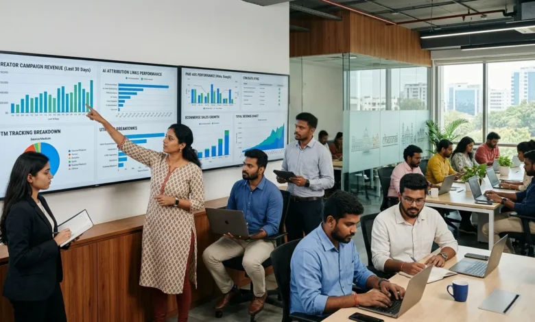 Indian marketers analysing AI attribution links and creator campaign revenue