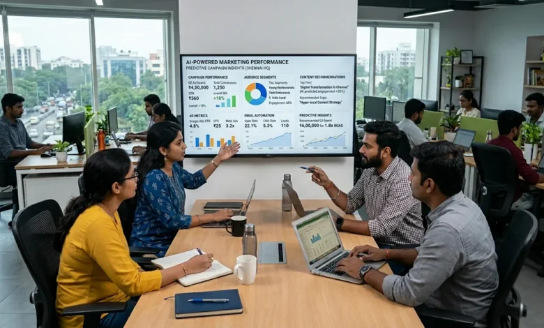 Indian marketing team using AI in marketing for campaign strategy