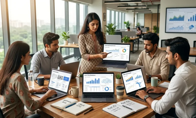 Digital marketing team analyzing Google Ads AI Max campaigns in Chennai office