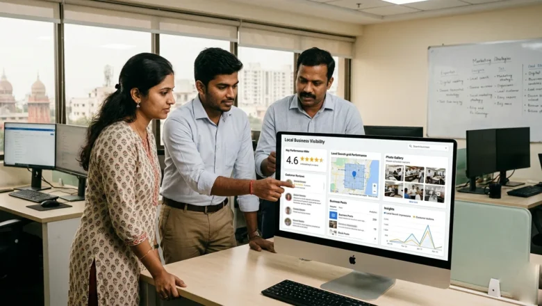 Indian professionals reviewing Google Business Profile updates for local business visibility