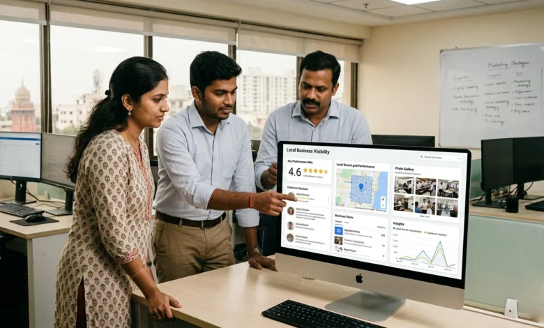 Indian professionals reviewing Google Business Profile updates for local business visibility