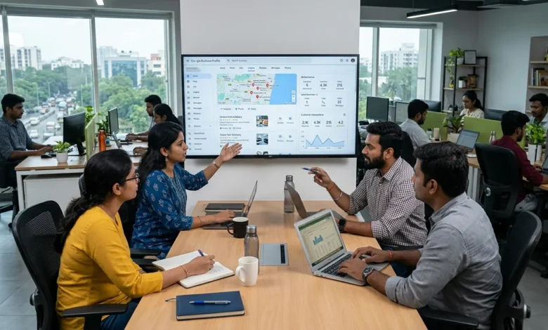 Indian marketing team reviewing Google Business Profile in 2026 for local SEO