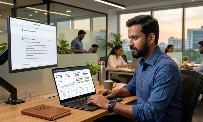 Indian marketer reviewing ChatGPT CPC Ads campaign performance