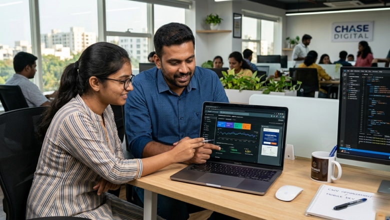 Indian SEO team reviewing Core Web Vitals metrics for website performance optimization
