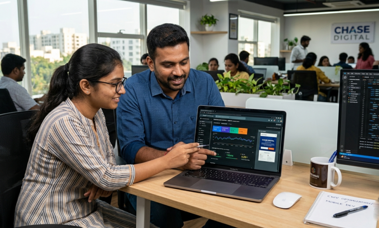 Indian SEO team reviewing Core Web Vitals metrics for website performance optimization