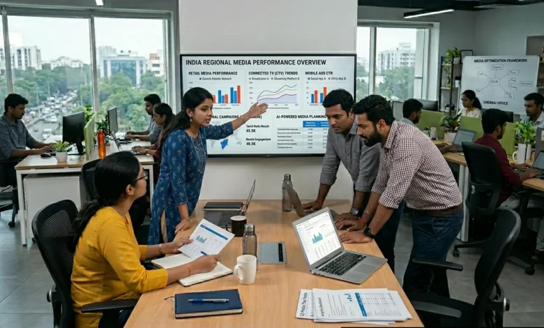 Indian marketers analysing digital ad market growth across retail media, CTV, mobile, and regional campaigns