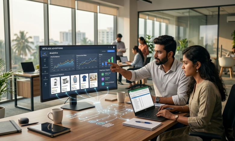 Indian marketers reviewing Meta Ads AI-Powered Pixel tracking dashboard