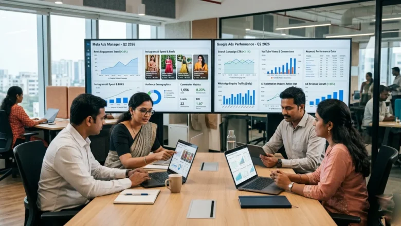 Indian marketers analysing Meta and Google Ad Growth for 2026 paid media strategy