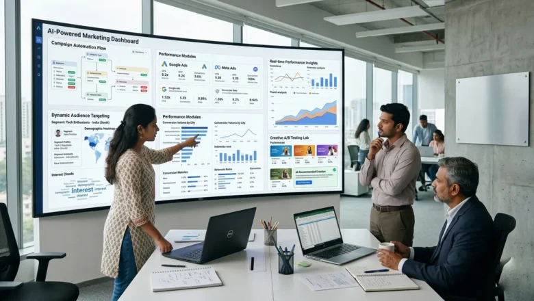 Indian digital marketing professionals using AI tools for Meta and Google marketing execution in 2026