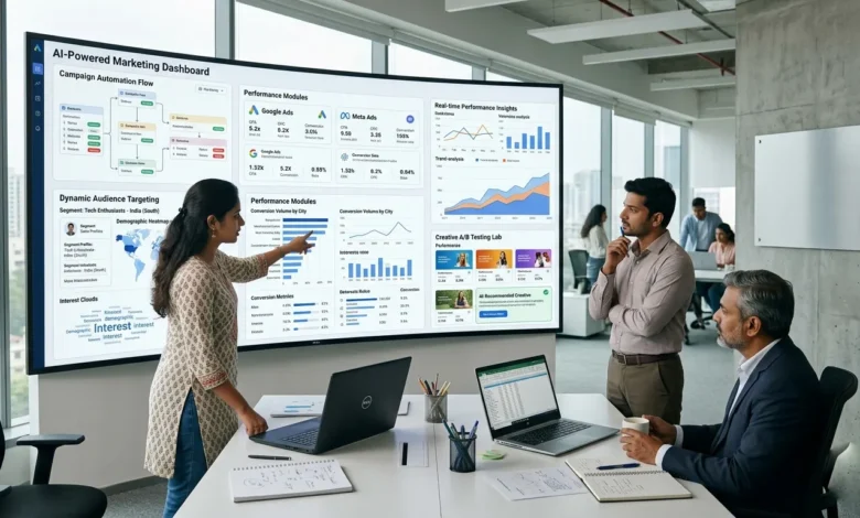 Indian digital marketing professionals using AI tools for Meta and Google marketing execution in 2026