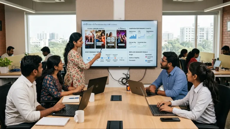 Indian marketing team planning Meta Reels Event Ads campaign strategy