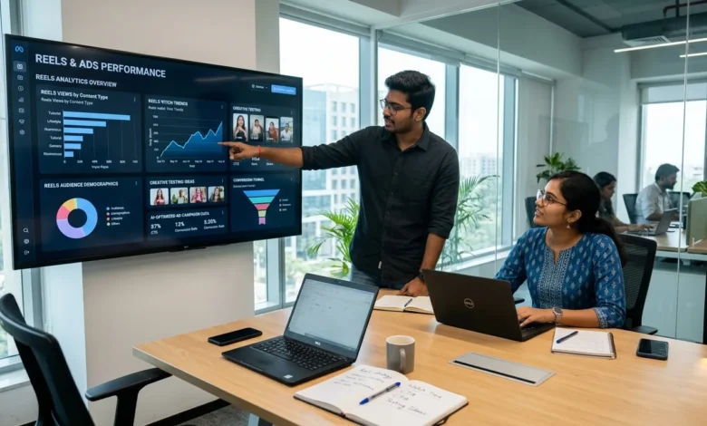 Indian social media strategist planning Reels content calendar for AI-led performance