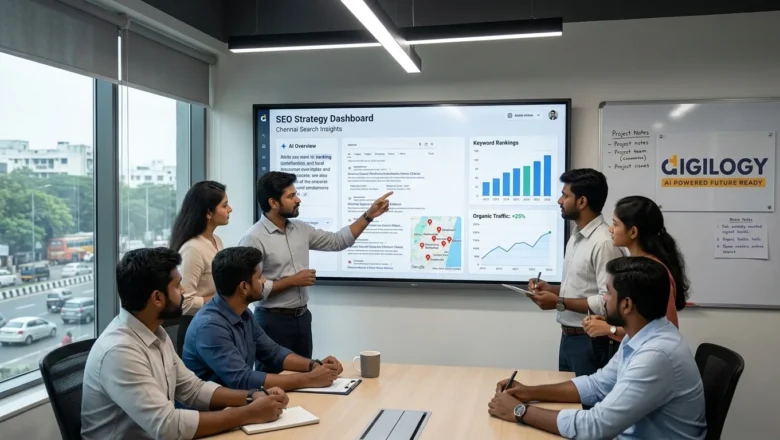 Indian professionals planning digital marketing services in Chennai with modern SEO and AI search strategy