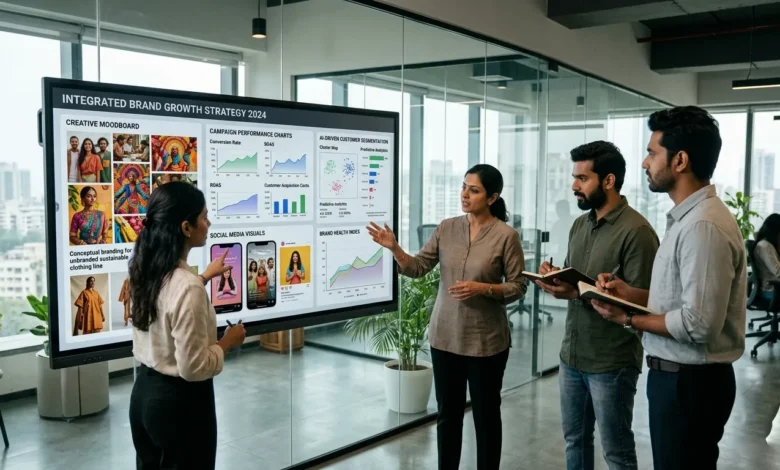Indian marketing professionals discussing integrated agency growth and AI-led brand strategy