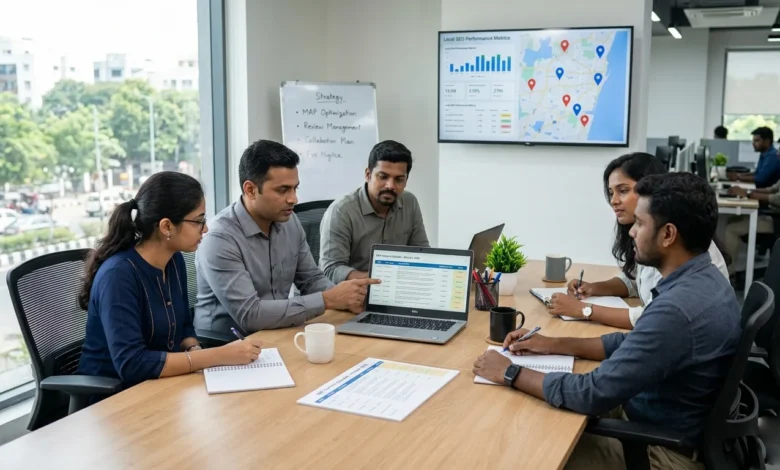 Indian digital marketing team planning scheduled GBP posts for local SEO visibility