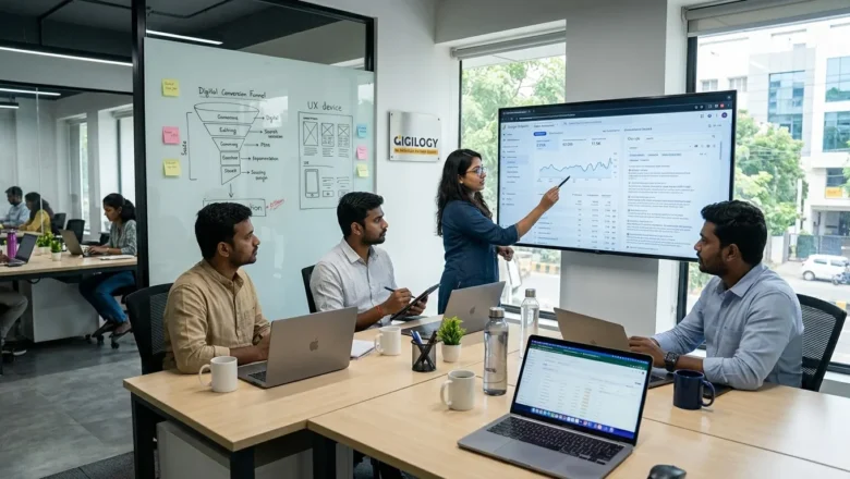 Indian marketing team discussing Search Experience Optimization and SEO conversions